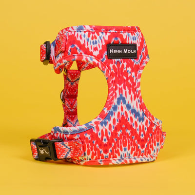 red chevron dog neoprene mesh harness