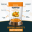 Sazzy Tails Pumpkin Powder packaging with a bowl of pumpkin powder on a blue background