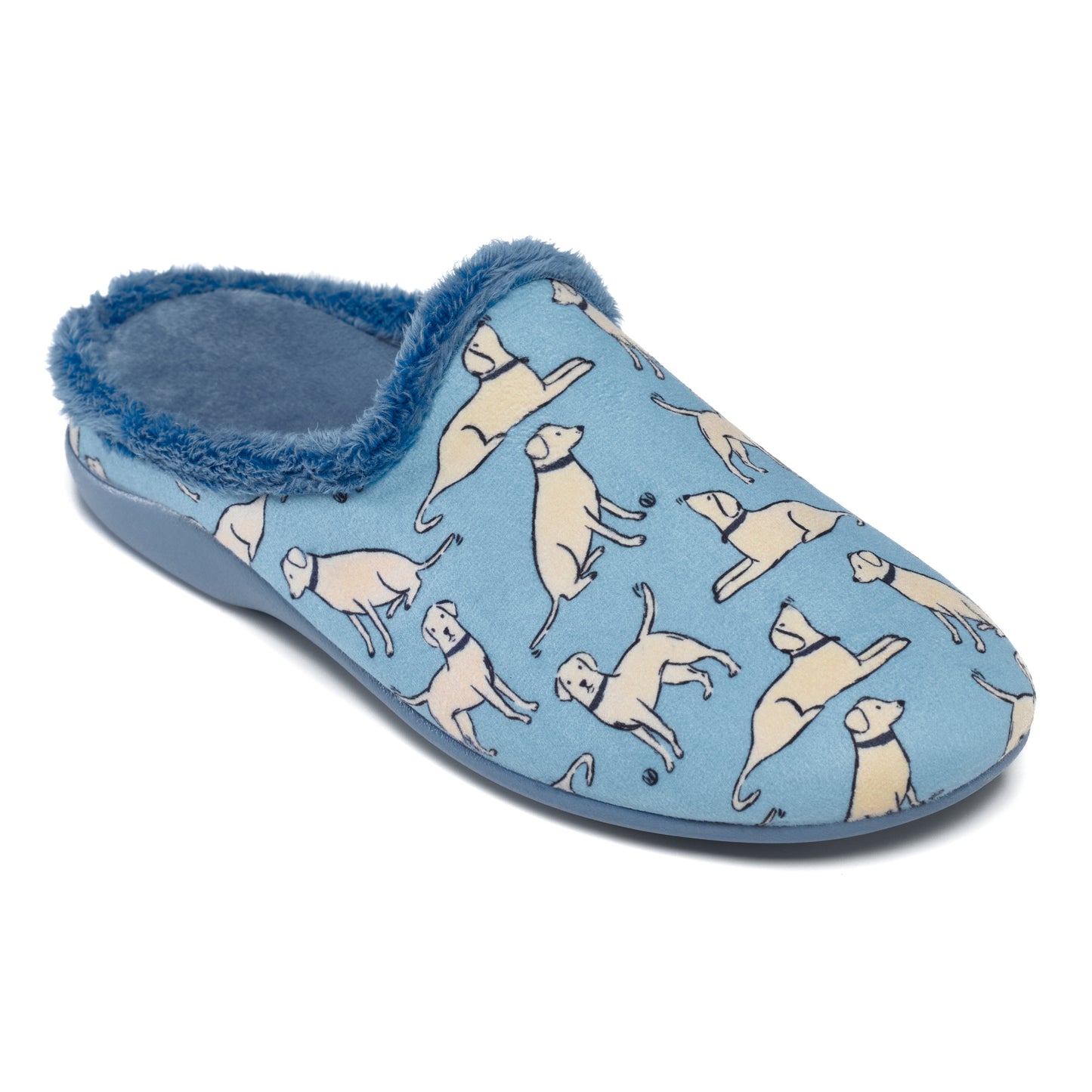 Coco - All Over Dog Print Mule Slipper - Denim Blue