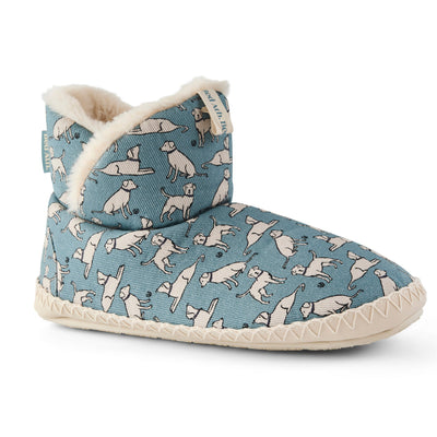 Lily - All Over Dog Print Slipper Boot - Denim
