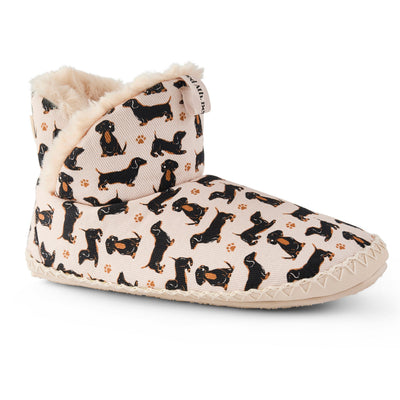 Lily - All Over Dog Print Slipper Boot - Beige