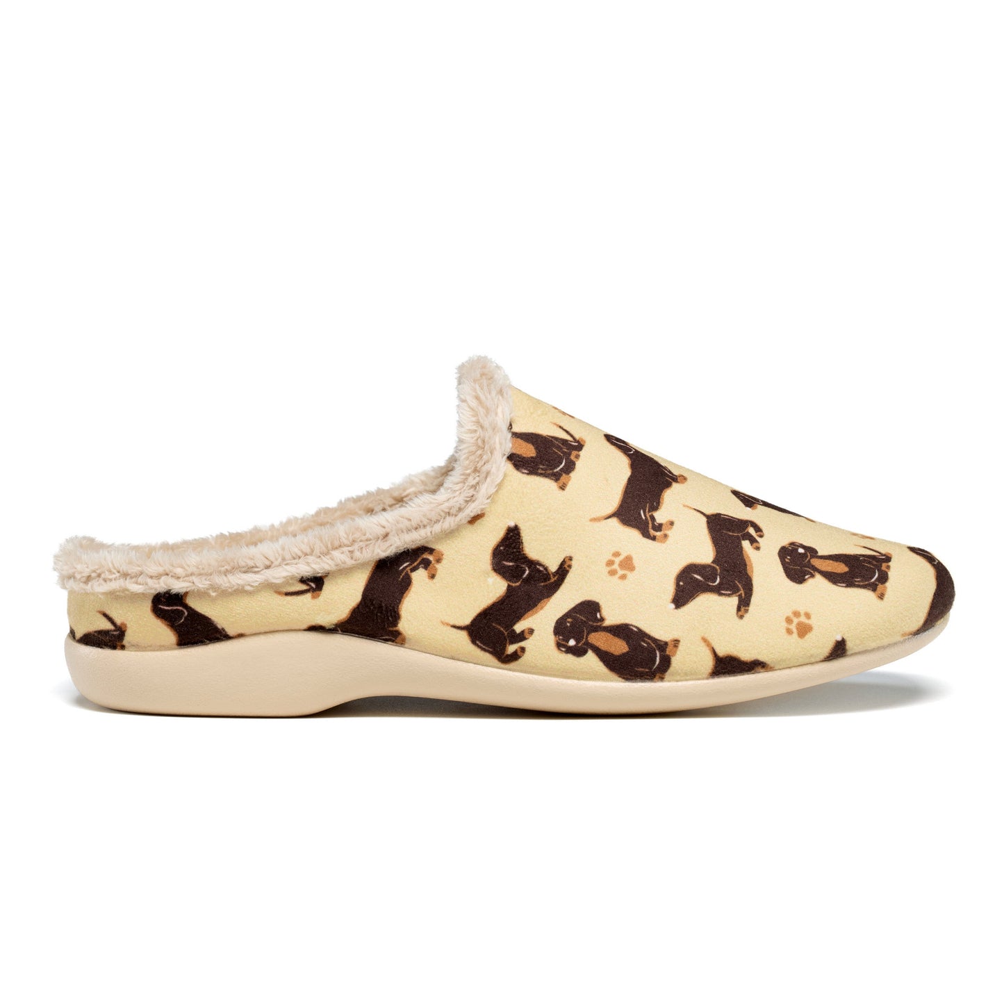 Coco - All Over Dog Print Mule Slipper - Beige