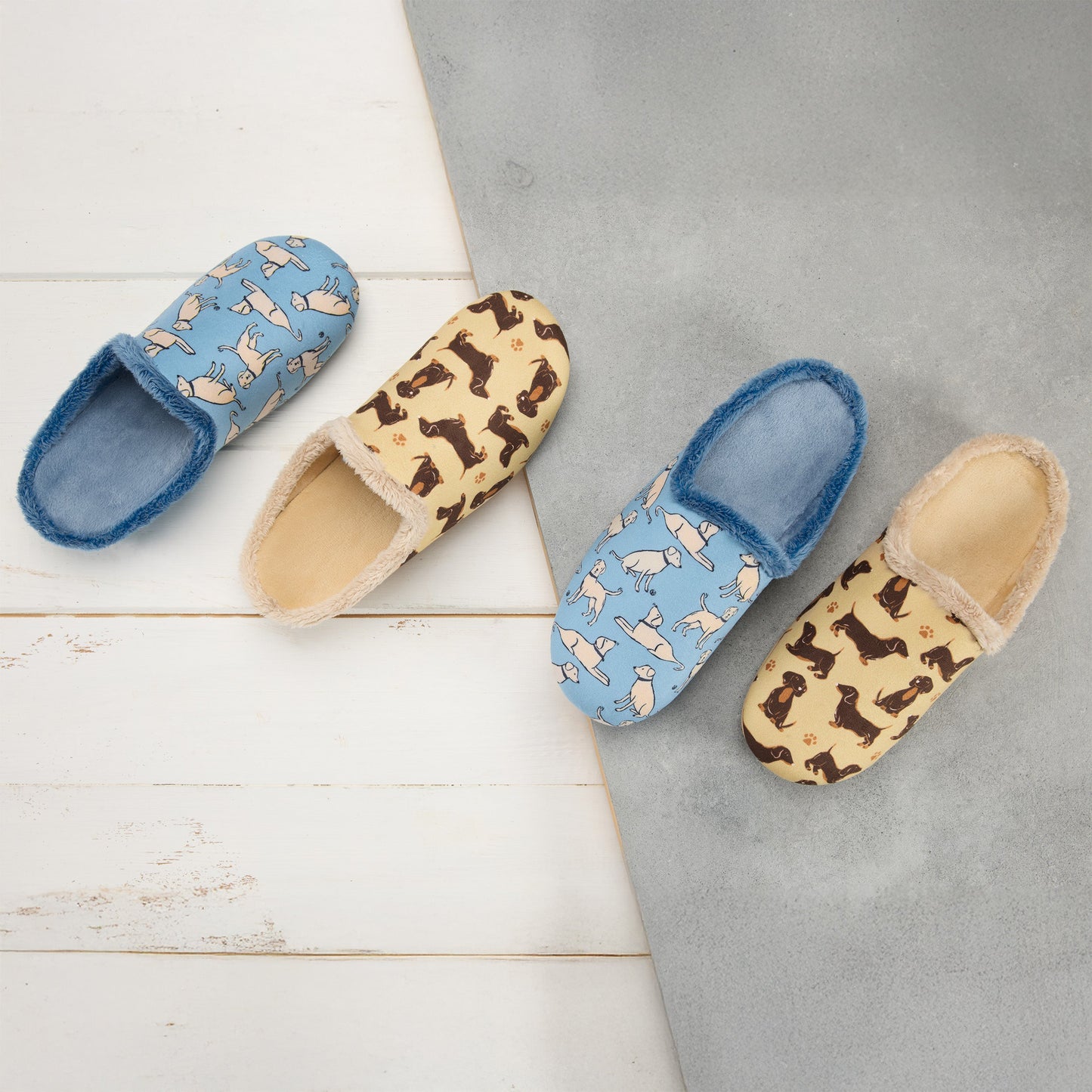Coco - All Over Dog Print Mule Slipper - Denim Blue