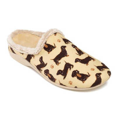 Coco - All Over Dog Print Mule Slipper - Beige