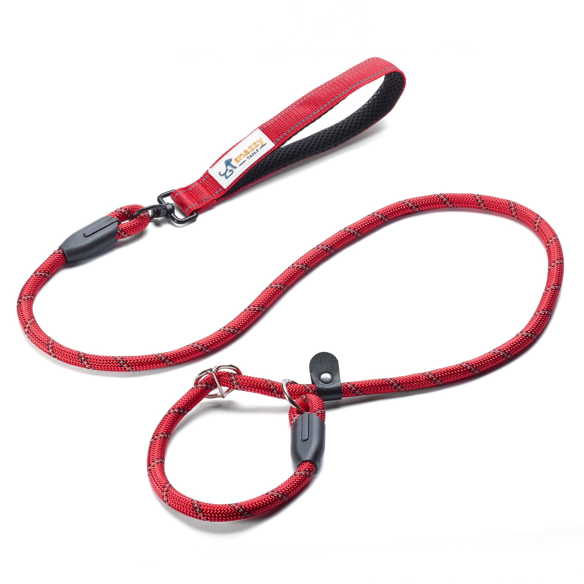 Red dog leash and collar set on a white background