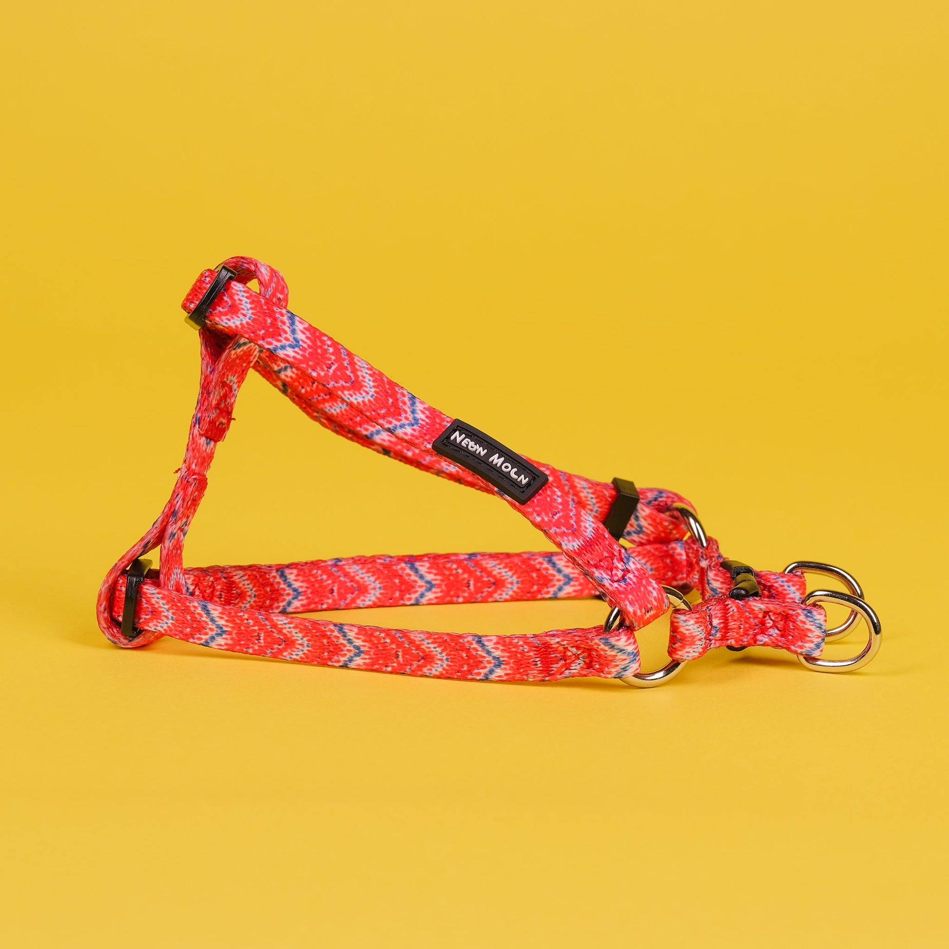 red and blue chevron step in dog harness for small dogs